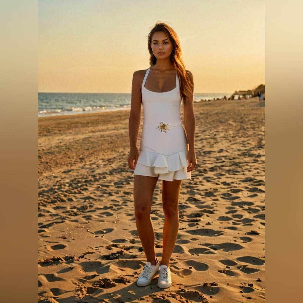 PatBo Soleil Beaded Halter Minidress